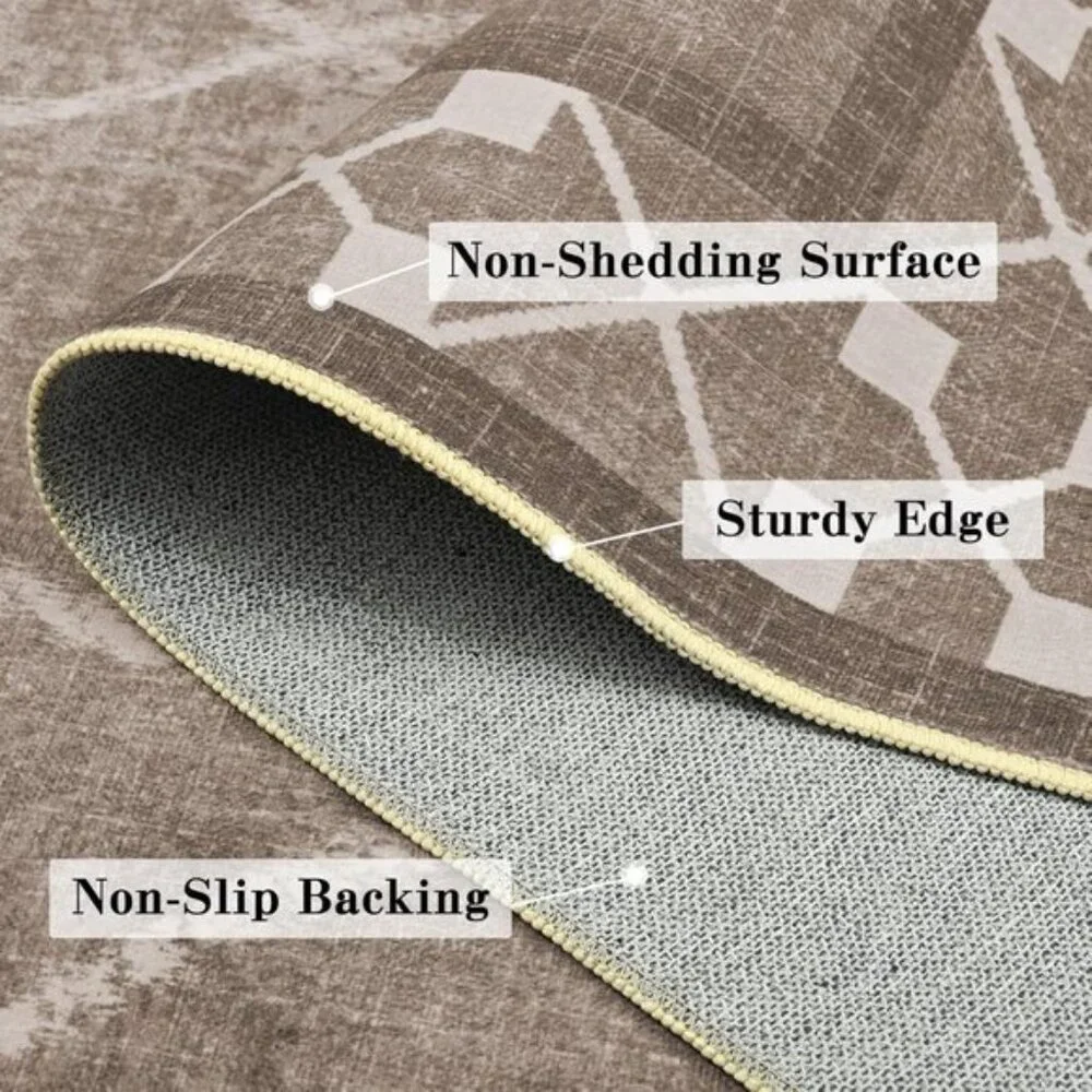 New 4x6 Washable Area Rug, Non-Slip Low Pile Carpet for Home & Room Decor